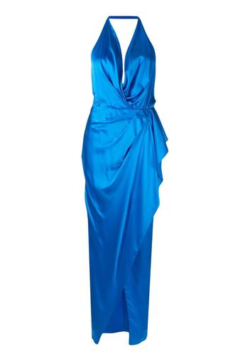 Michelle Mason Neckholder-Abendkleid aus Satin - Blau