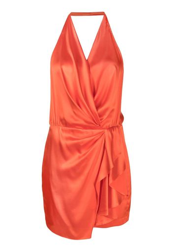 Michelle Mason halterneck open-back silk minidress - Orange