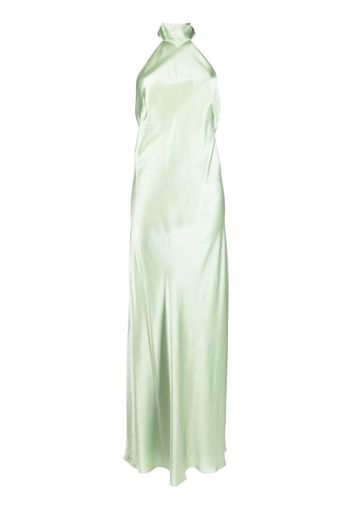 Michelle Mason backless halter-neck tie gown - Grün