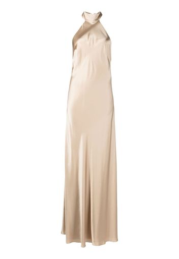 Michelle Mason backless halter-neck tie gown - Gold