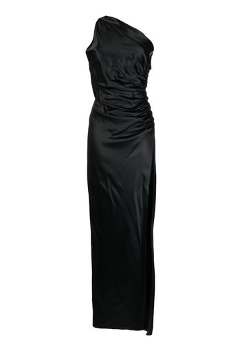 Michelle Mason gathered-detail one-shoulder silk gown - Schwarz