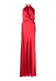 Michelle Mason Neckholder-Abendkleid mit Falten - Rot