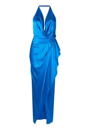 Michelle Mason Neckholder-Abendkleid aus Satin - Blau