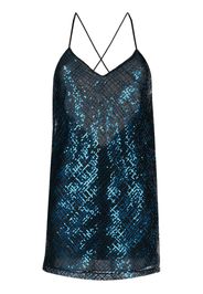 Michelle Mason Trägerkleid mit Pailletten - Blau