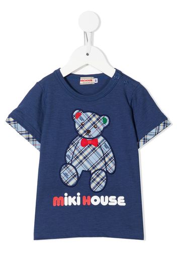 Miki House T-Shirt mit Teddy-Applikation - Blau