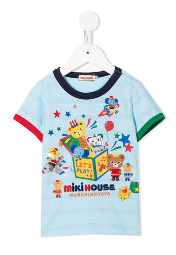 Miki House Besticktes T-Shirt - Blau