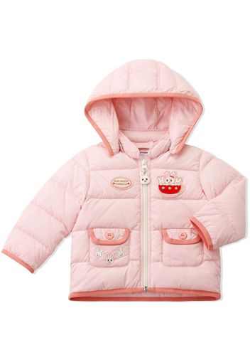 Miki House Animal Friends embroidered padded jacket - Rosa