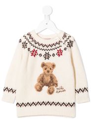 Miki House Intarsien-Pullover mit Teddy - Nude