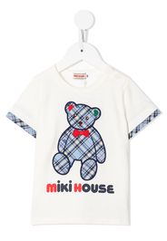 Miki House T-Shirt mit Teddy-Applikation - Weiß