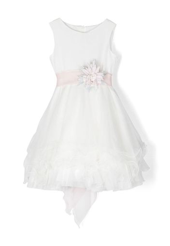 Mimilù flower-applique tiered dress - Weiß