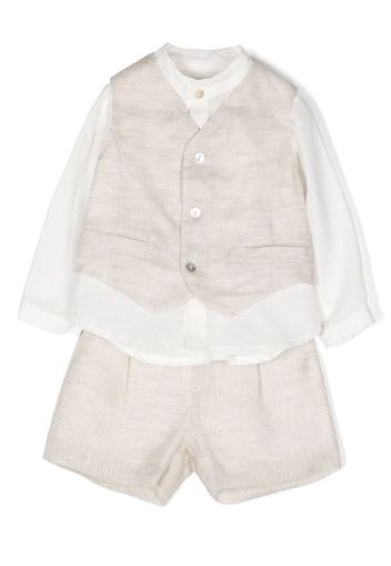 Mimilù shirt waistcoat linen trouser set - Nude