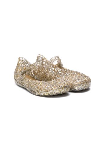 Mini Melissa Ballerinas in Glitter-Optik - Silber