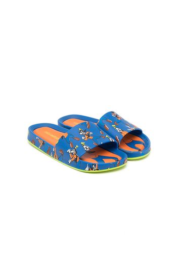 Mini Melissa Pantoletten mit Micky-Print - Blau