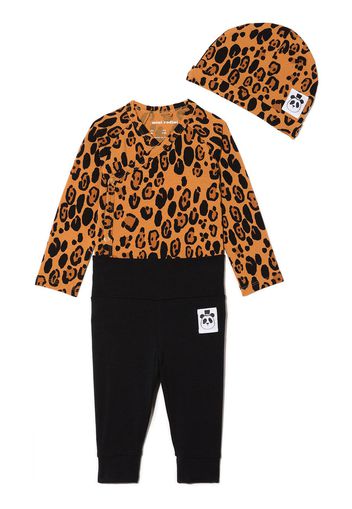 Mini Rodini Dreiteiliges Set mit Leoparden-Print - Orange