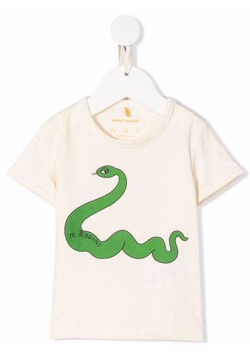 Mini Rodini snake-print organic-cotton T-shirt - Weiß