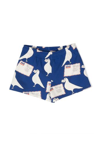 Mini Rodini graphic-print cotton shorts - Blau