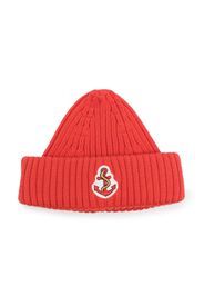 Mini Rodini logo-patch organic cotton beanie - Rot