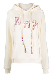 Mira Mikati slogan-embroidered long-sleeve hoodie - Nude