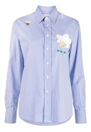 Mira Mikati embroidered-doll striped cotton shirt - Blau