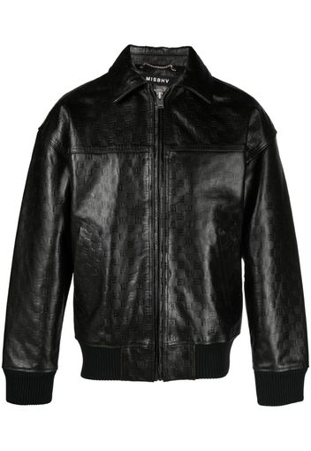 MISBHV monogram-jacquard leather jacket - Schwarz