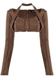 MISBHV faux-suede long-sleeved crop top - Braun
