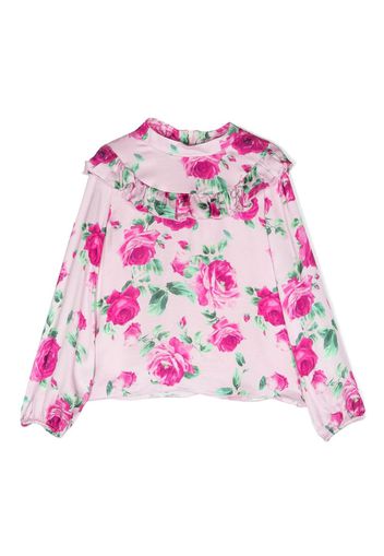 Miss Blumarine floral-print ruffled blouse - Rosa