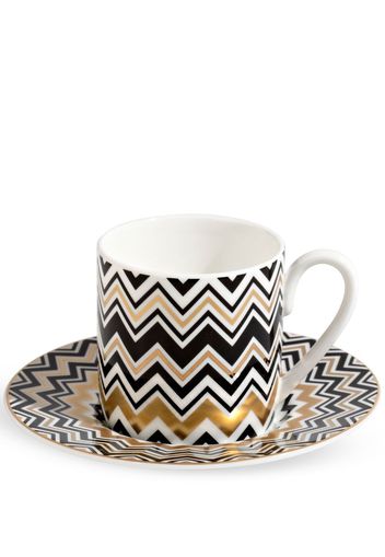 Missoni Home Zig Zag Kaffeetasse mit Untersetzer - Weiß