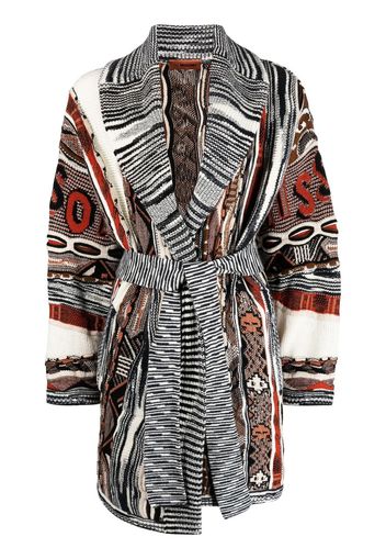 Missoni mixed pattern belted cardi-coat - Nude