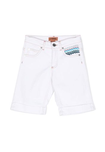 Missoni Kids zigzag-embroidered shorts - Weiß