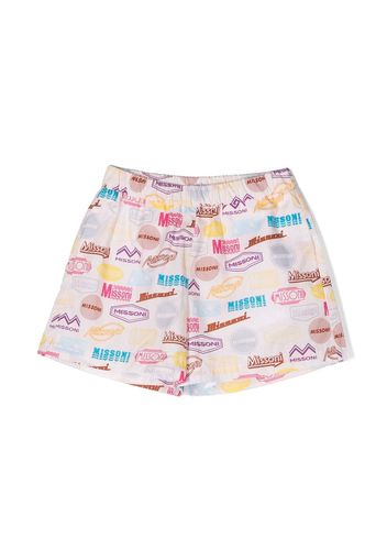 Missoni Kids logo-print cotton shorts - Nude