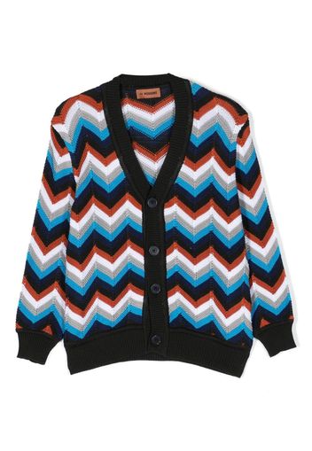 Missoni Kids chevron-knit cotton cardigan - Schwarz