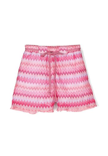 Missoni Kids zigzag-print drawstring shorts - Rosa