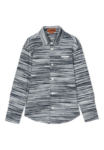 Missoni Kids embossed-logo striped shirt - Blau