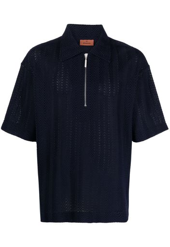 Missoni zig-zag zip-up polo shirt - Blau