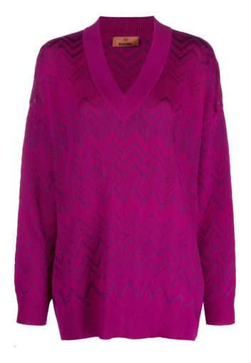 Missoni zigzag-print V-neck knit sweater - Rosa