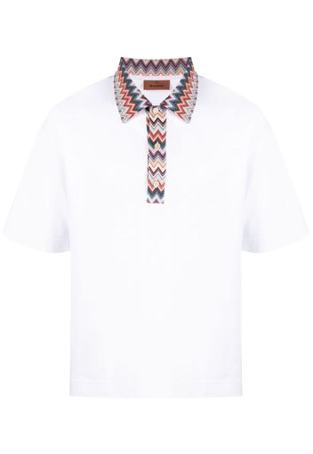 Missoni chevron-trim polo shirt - Weiß