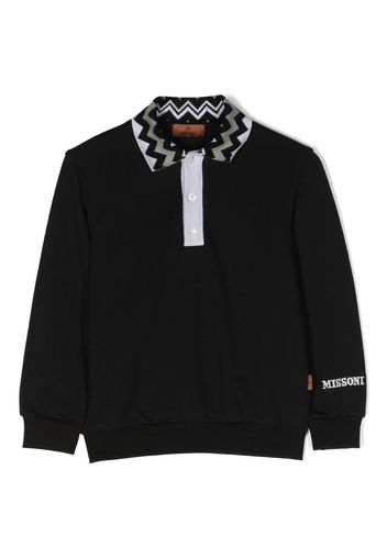 Missoni Kids long-sleeved cotton polo shirt - Schwarz