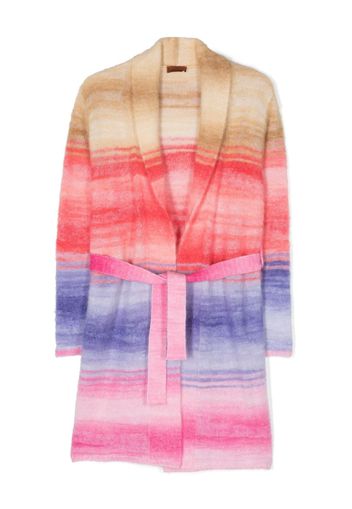 Missoni Kids tied-waist stripe-pattern cardigan - Rosa