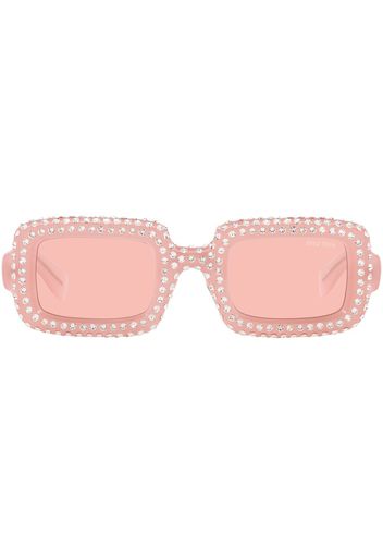 Miu Miu Eyewear Eckige Sonnenbrille mit Kristallen - Rosa