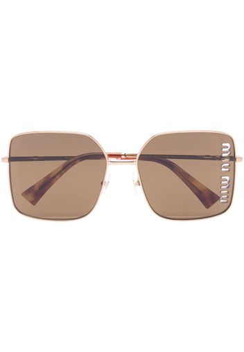 Miu Miu Eyewear logo-detail square-frame sunglasses - Gold