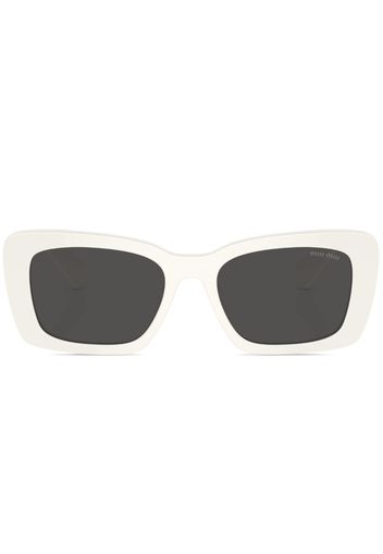 Miu Miu Eyewear Eckige Sonnenbrille mit Logo-Schild - Weiß