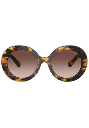Miu Miu Eyewear Runde Sonnenbrille in Schildpattoptik - Schwarz