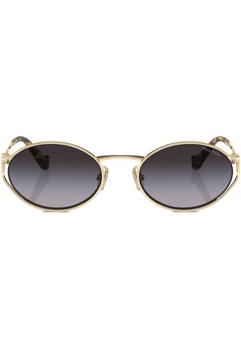 Miu Miu Eyewear Sonnenbrille mit ovalem Gestell - Gold