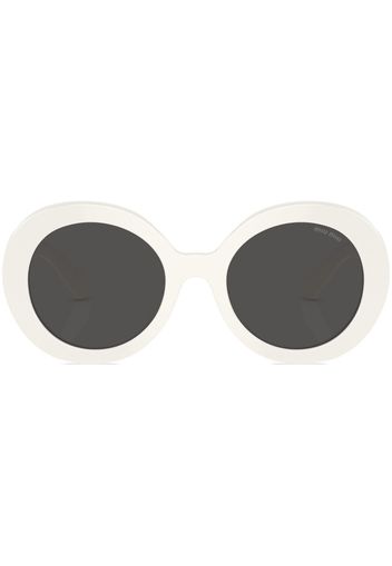 Miu Miu Eyewear Runde Oversized-Sonnenbrille - Weiß