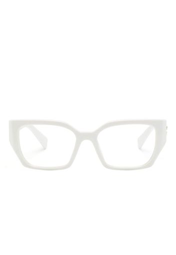 Miu Miu Eyewear Eckige Brille mit Logo-Schild - Weiß