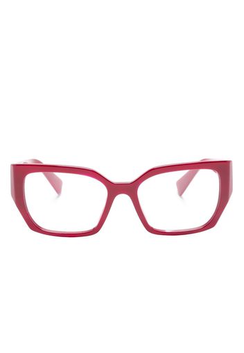 Miu Miu Eyewear Eckige Brille mit Logo-Prägung - Rot