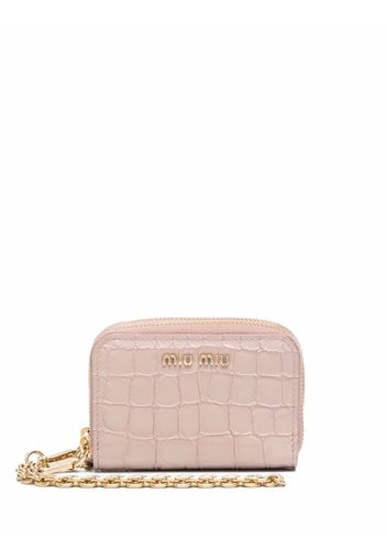 Miu Miu croco-embossed logo wallet - Nude