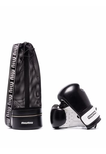 Miu Miu logo-print leather boxing glove set - Schwarz