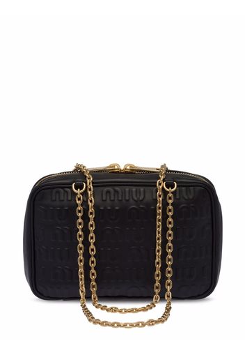 Miu Miu logo-embossed leather shoulder bag - Schwarz