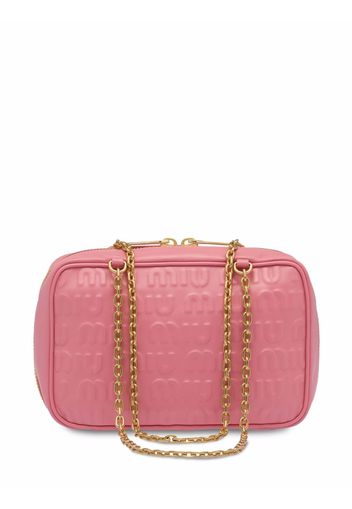 Miu Miu logo-embossed leather shoulder bag - Rosa